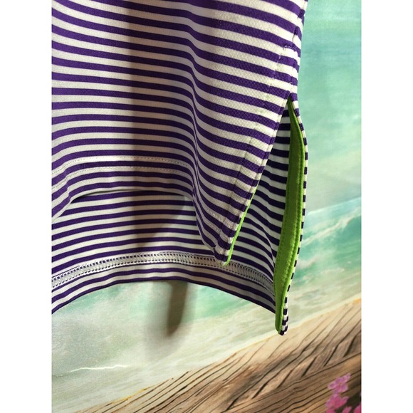 Ralph Lauren RLX Men's Polo Shirt Stripe Purple And White Size XL - Picture 3 of 7